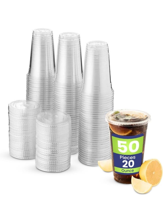 SNH Packing أكواب عصير SNH 50 قطعة سعة 20 أونصة مع غطاء أكواب شفافة قوية قابلة للتصرف - Image 1